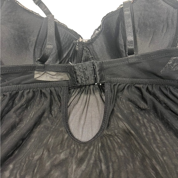 Unbranded Black Sheer Lingerie Dress Slip Top Padded Size Medium Y2K Style - Picture 6 of 8